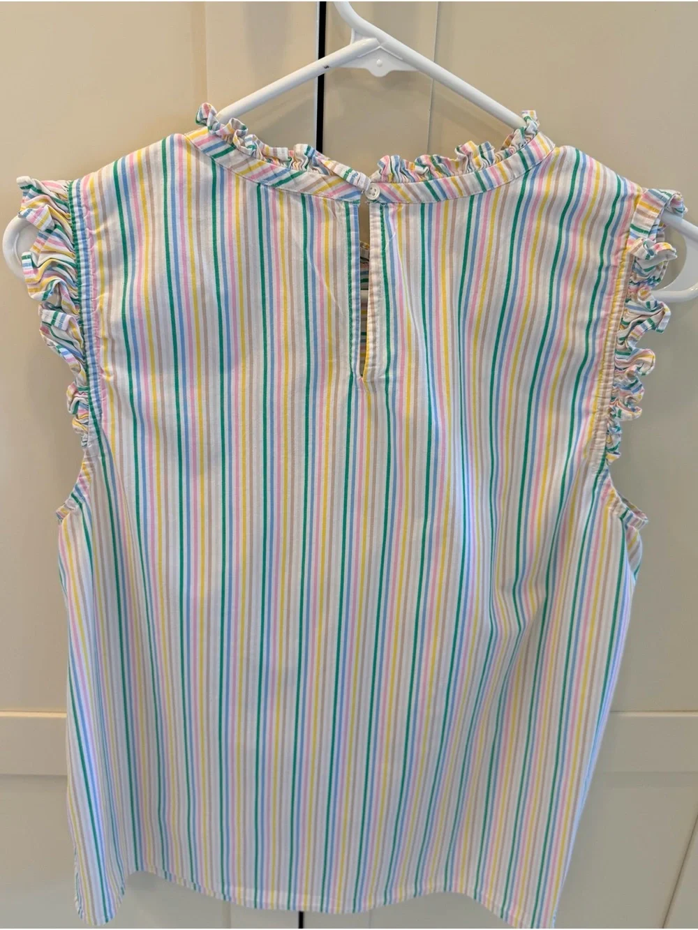 J. Crew Pastel Multicolor Striped Ruffle Sleeve Camisole